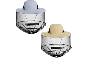 Sucrain 2 Pack Mosquito Head Net Hat Sun Hat Garden Bug Hat with Hidden Net Mesh for Outdoor Gardening Beekeeping