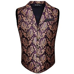 Barry.Wang Mens Purple Orange Paisley Victorian