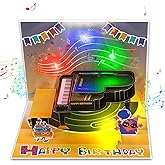GREETING ART Musical Birthday Cards, Piano Birthday Card With Music and Light, 3D Piano Card, Piano Pop Up Card, Piano Greeting Cards for Men Women