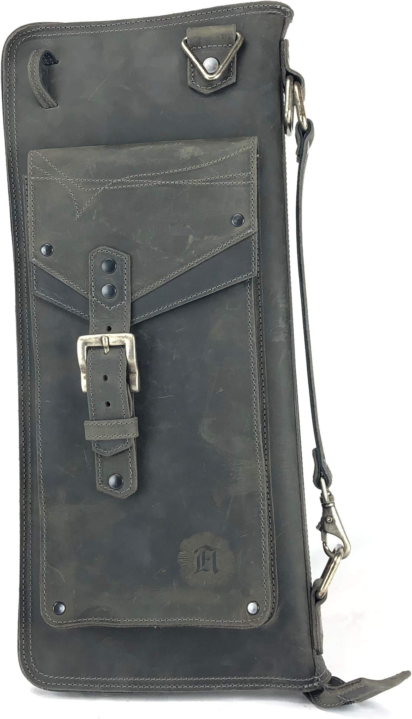 Full Grain Leather Drum Stick Bag - Aged Steel Color"THE SEVILLE" Stickbag by Anthology Gear (Aged Steel)