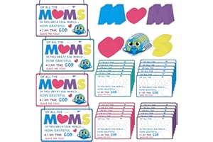 Chivertion 24 Sets Mother's Day Craft Kit for Kids Bulk Religious Mother's Day Sign Craft Kit with Smiling Heart and Feature Test DIY Craft Gifts for Sunday School Classroom Activities Art Projects