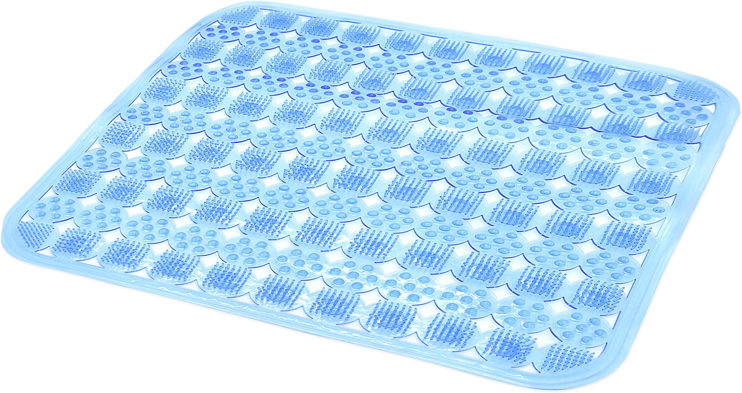 Velosso Non Slip PVC Large Shower Mat, Pebbles Foot Massage Bath Mat (Blue, 45cm x 45cm)