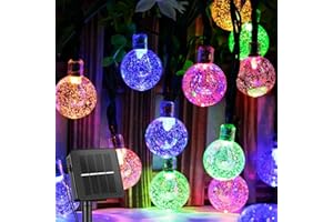 LSLCQW Solar String Lights, Small Crystal Ball Light，Outdoor String Light 60 LED 40ft 8 Lighting Modes Waterproof Solar Powered Patio Solar Light for Garden Yard Porch Wedding Party Decor (Rainbow-Colored)