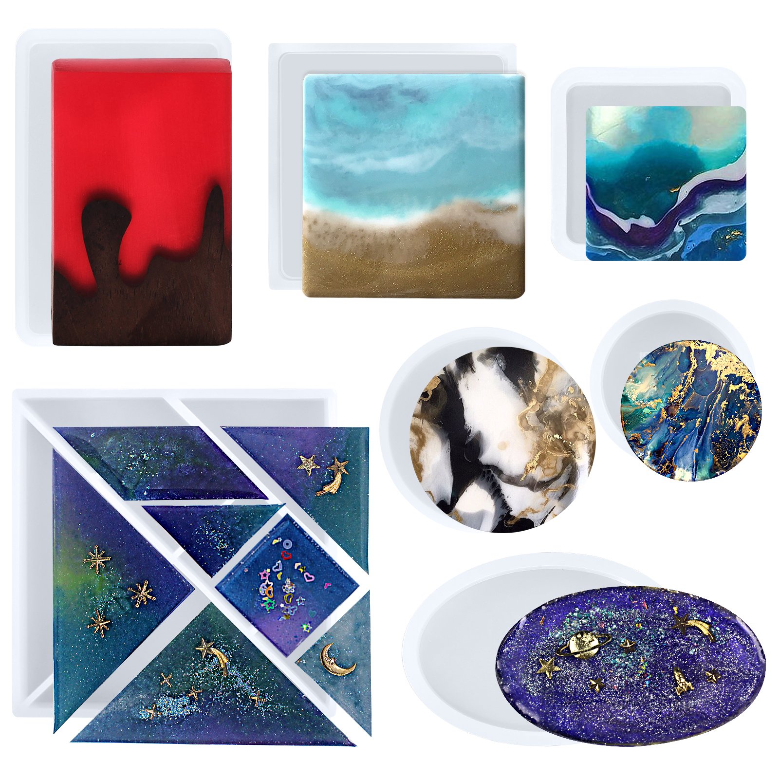 Funshowcase Coaster Resin Epoxy Silicone Molds 7inSet Buy Online in