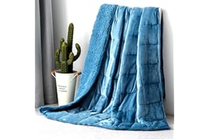 Topblan Sherpa Fleece Weighted Blanket 15lbs, Uniformed Color with Fuzzy Fleece and Shaggy Sherpa to Help with Better Sleep, 48x72 inches, Slate Blue