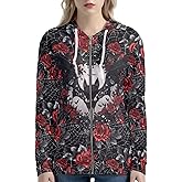 Irisjudy Color Stripes Zip up Hoodies for Women, Monet Art Sport Sweatshirt Women Ladies Hooded Tops for Spring Fall