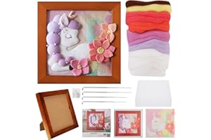 CUDROZA Needle Felting Kit Beginner - Starter Needle Felt Kits for Adults Wool Felting Kit Including Wool Roving, Felting Pad, Felting Needles and Instructions, Picture frame, DIY Felting Craft Projects