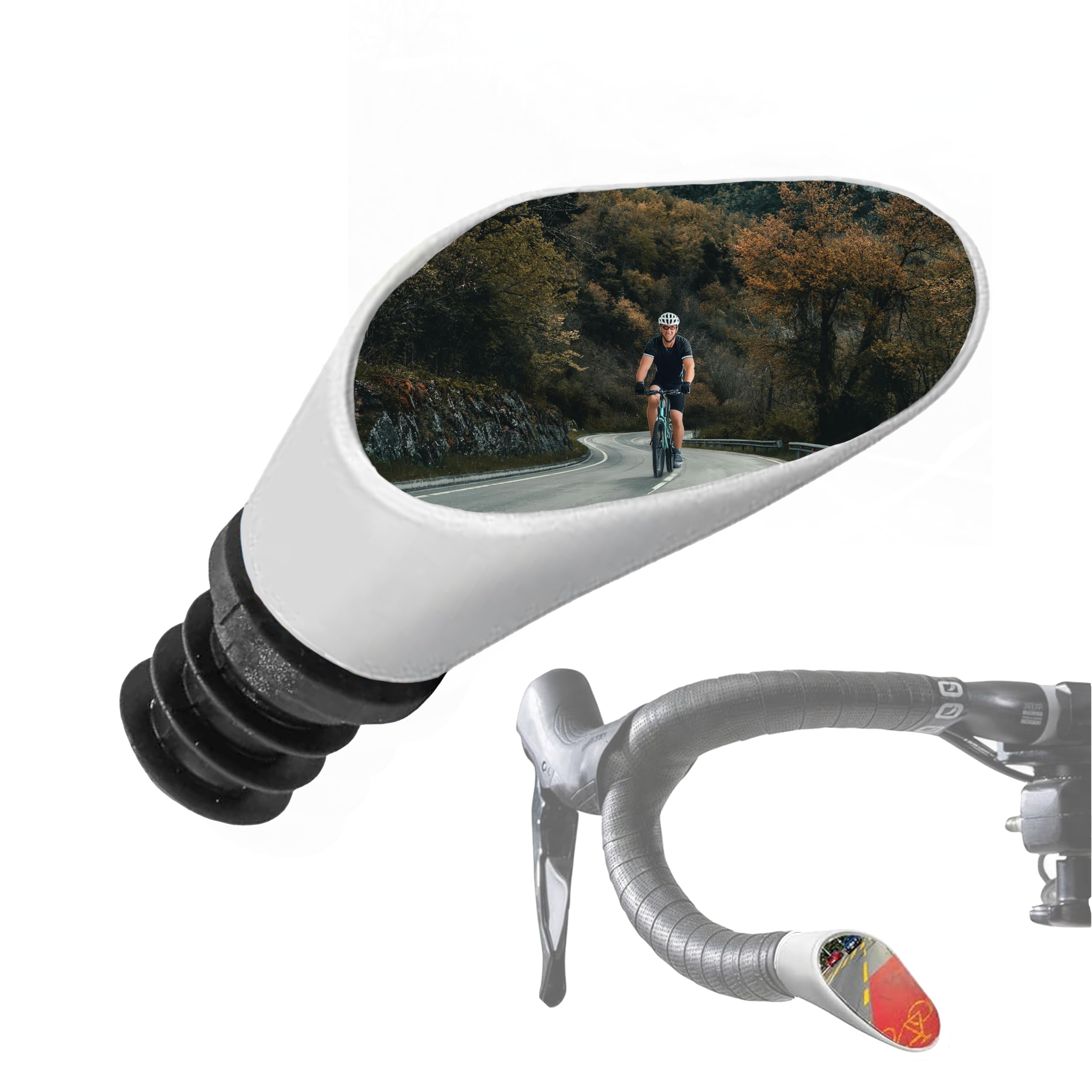 Sprintech Racing Bike Rear View Mirror - Lightweight, Fully-Adjustable, & Vibration-Free Convex Mirror with 9 Layer Chrome Coating & Shockproof ABS Shell for 20 mm Diameter Drop Bars by - White