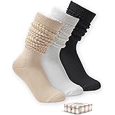 lykicool Slouchy Socks for Women Knee High Scrunch Long Stacked Boot Socks, 3 Pairs (Size 5-10)