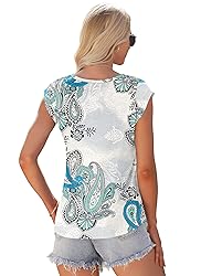 AUSELILY Womens Cap Sleeve T-Shirt Casual Loose Fit