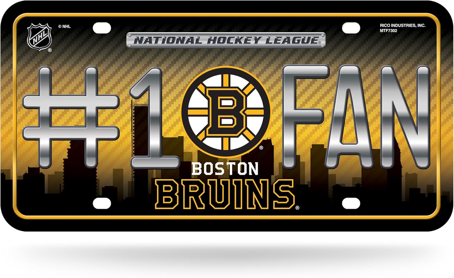 Rico NHL Boston Bruins 1 Fan Metal Auto Tag, License Plate Covers