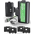 Rechargeable Xbox Controller Battery Pack, Fast Charging 2x4320mWh For Xbox Series X/S/Xbox One/Elite-Charge and Play, Charging Accessories Kit for 5FT USB Type-C Cable with Adapter, 4 Battery Covers