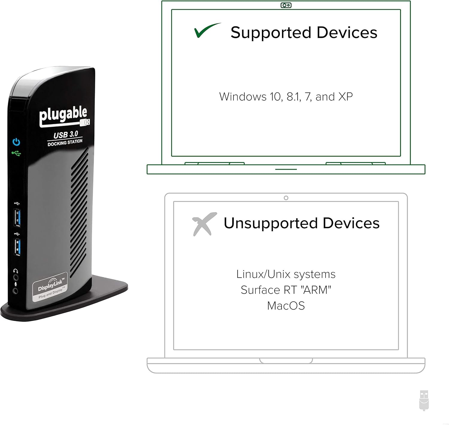 Plugable USB 3.0 Universal Laptop Docking Station Dual Monitor for Windows (Dual Video: HDMI and DVI/VGA/HDMI, Gigabit Ethernet, Audio, 6 USB Ports): Computers & Accessories