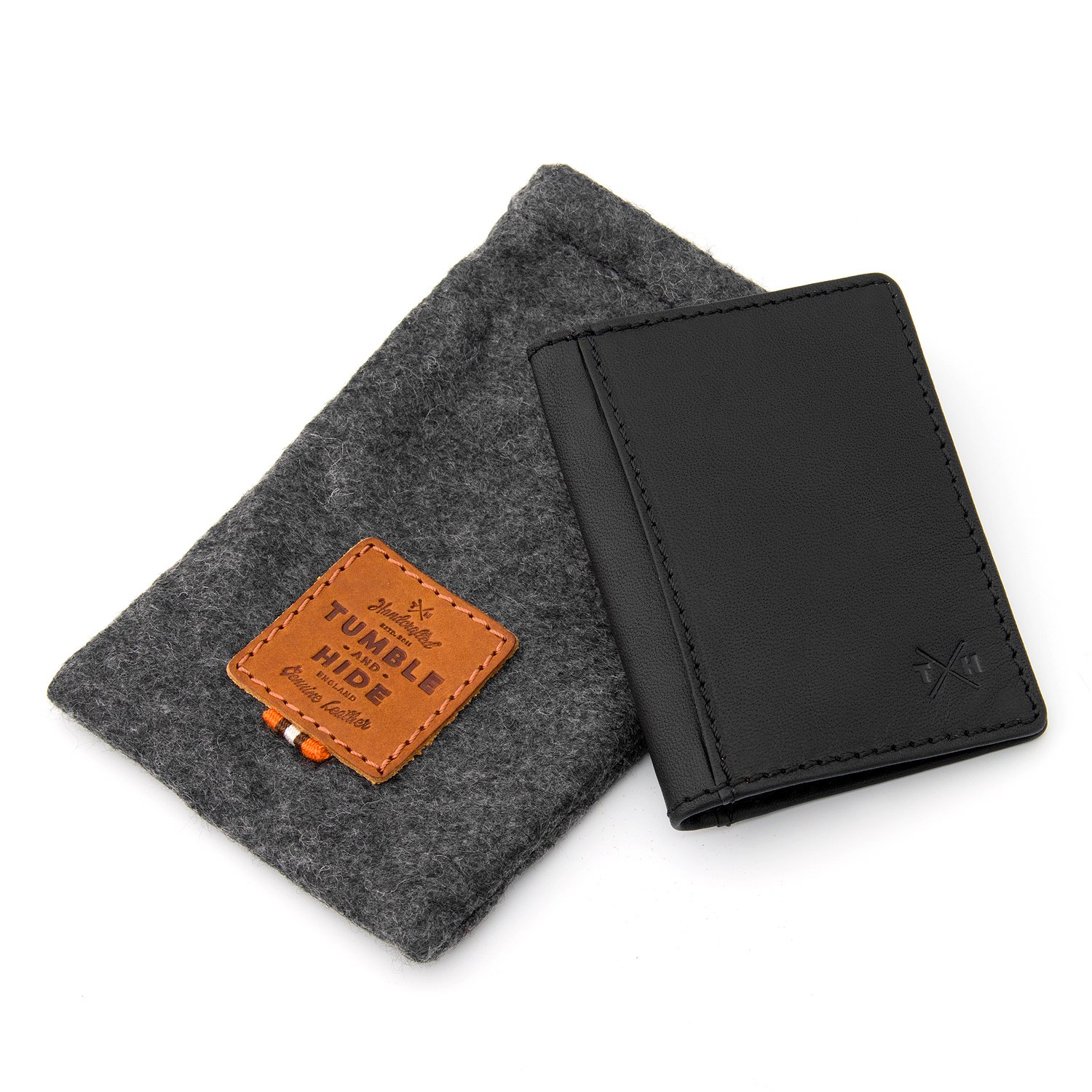 Tumble and Hide Italian Tudor Leather Travel Card/Oyster Card Holder (Black)