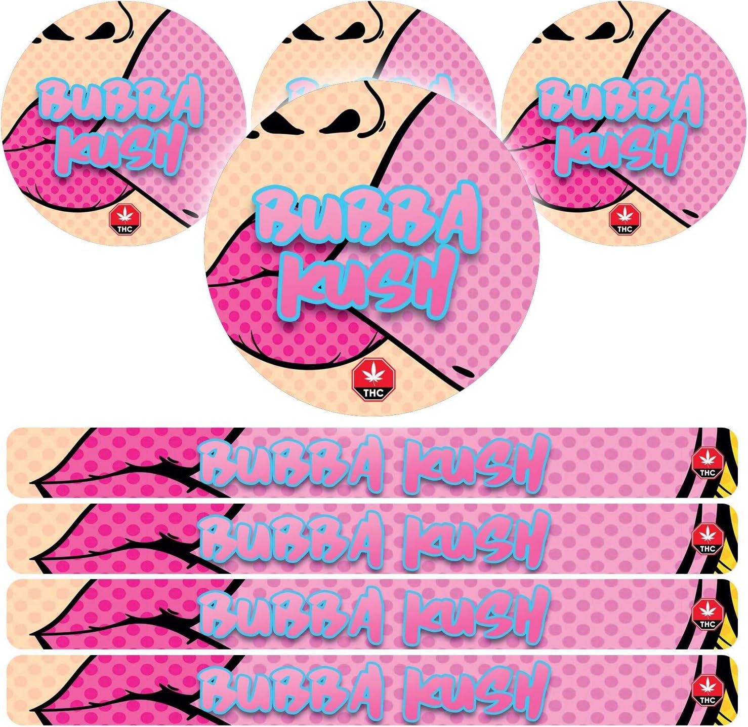 100ml Pressitin Stickers - Lid and Label - 3.5g Cali Press Tin Stickers - Bubba Kush x10