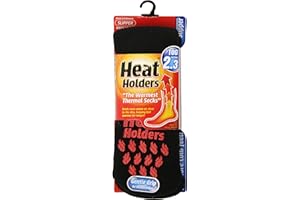 HEAT HOLDERS Mens Thermal 2.3 tog Slipper Socks Black with red 7-12