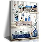 Bathroom Wall Art Canvas Poster Decor Picture For Wall Botanical, Rustic Green, (AA, 30x40 cm, Framed)