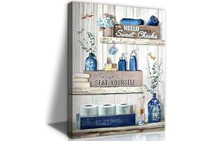 Bathroom Wall Art Canvas Poster Decor Picture For Wall Botanical, Rustic Green, (AA, 30x40 cm, Framed)