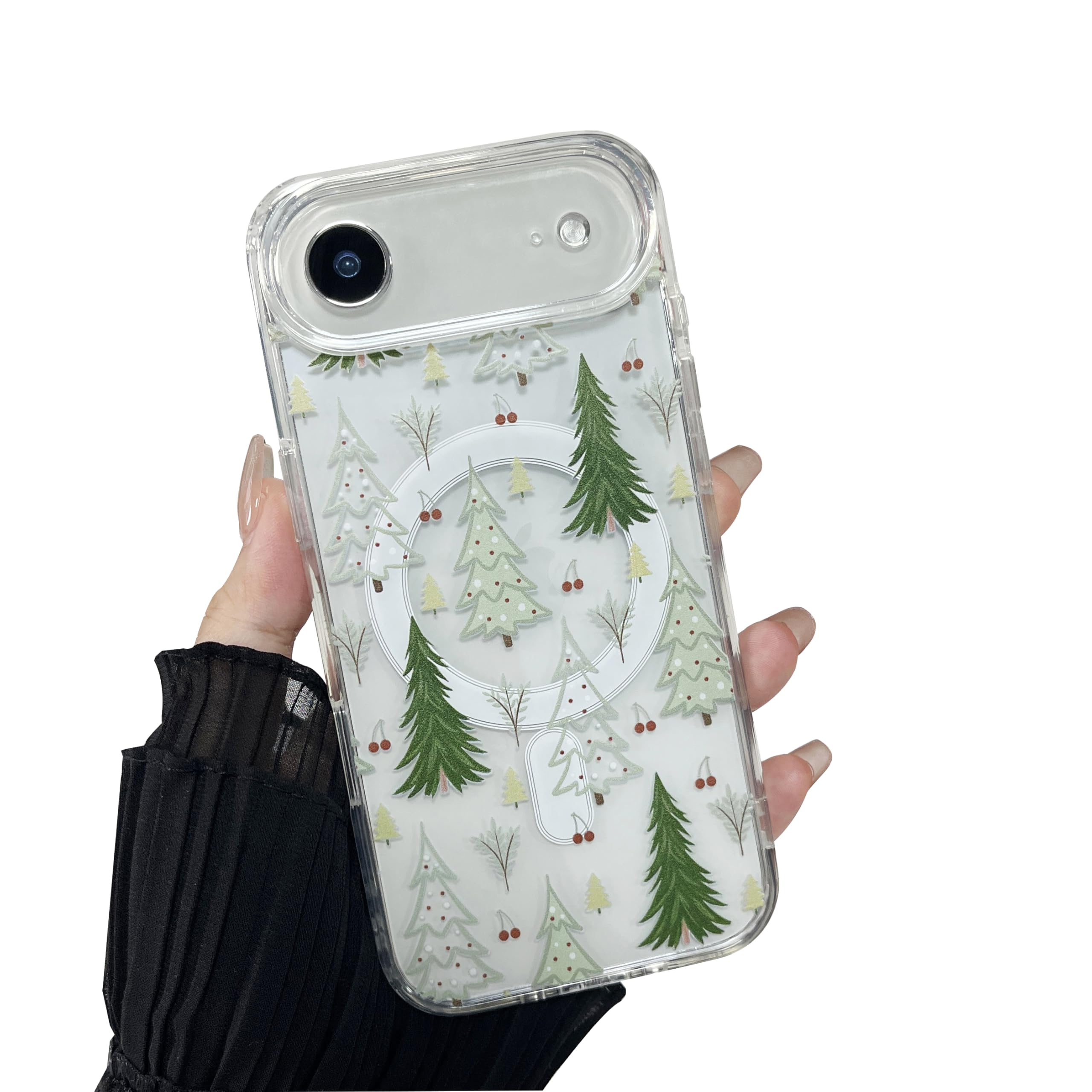 ZTOFERA for iPhone Air Christmas Phone Case Compatible with Magsafe, Vintage Christmas Pattern Design Cute for Xmax, Anti-Drop Protective Hard Clear Phone Cover for iPhone Air-Green