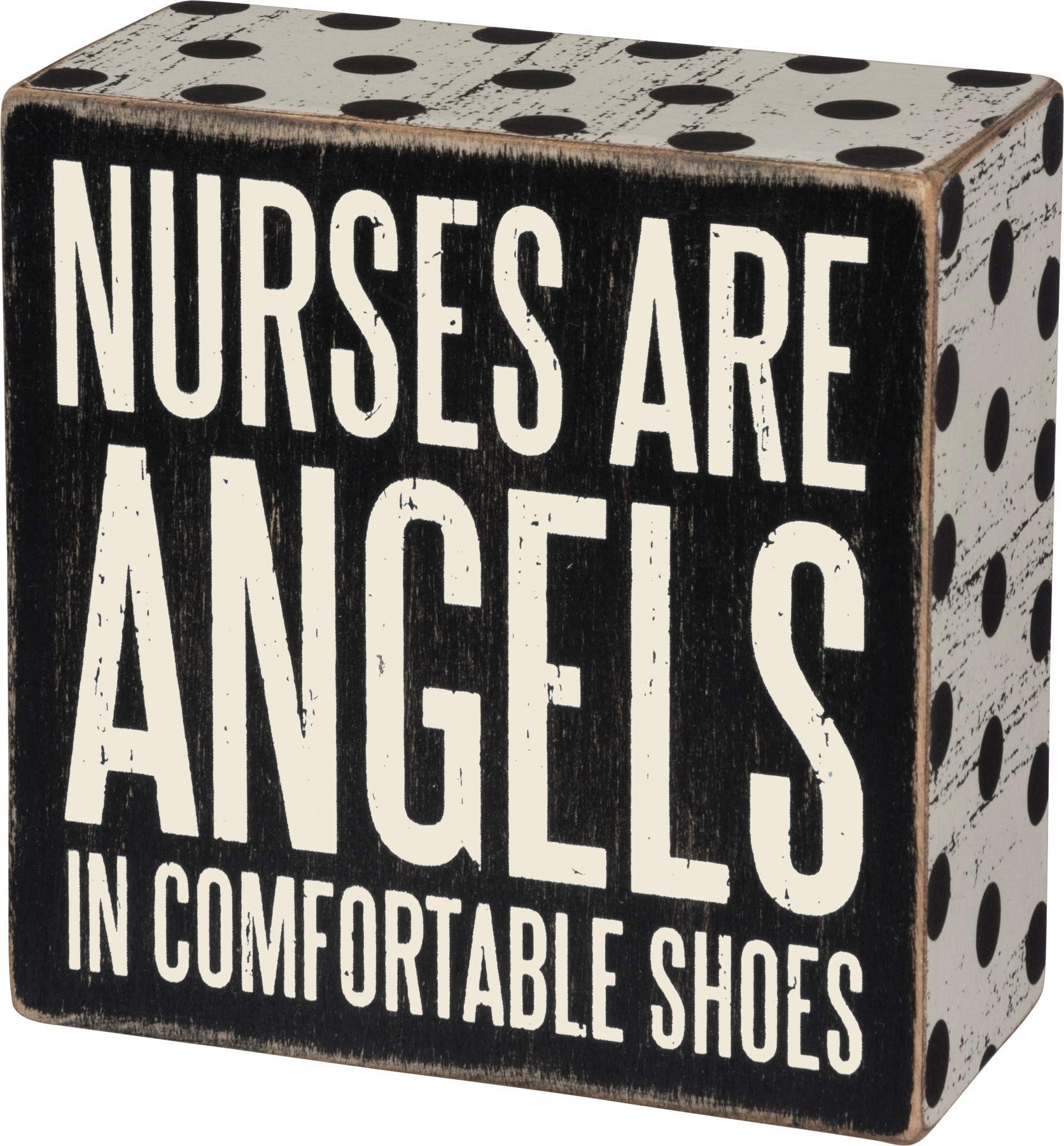 Primitives by Kathy Box Sign, Wood, Nurses are Angels, 4 x 4-Inches