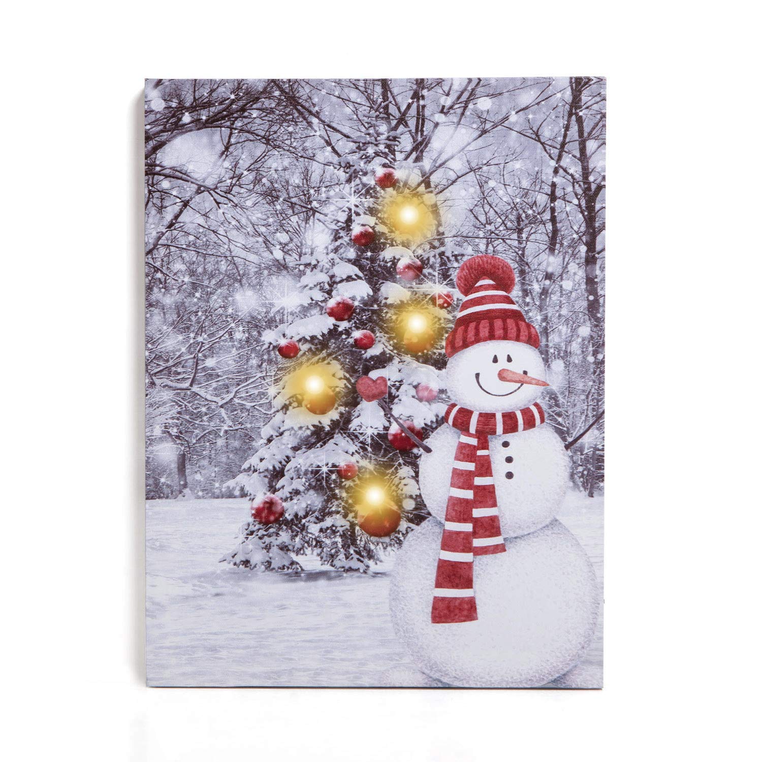 Photo 1 of NIKKY HOME 12" x 16" Holiday Canvas Wall Art Prints with Snowman and Christmas Tree Picture Snow Covered Winter Scene Decor
