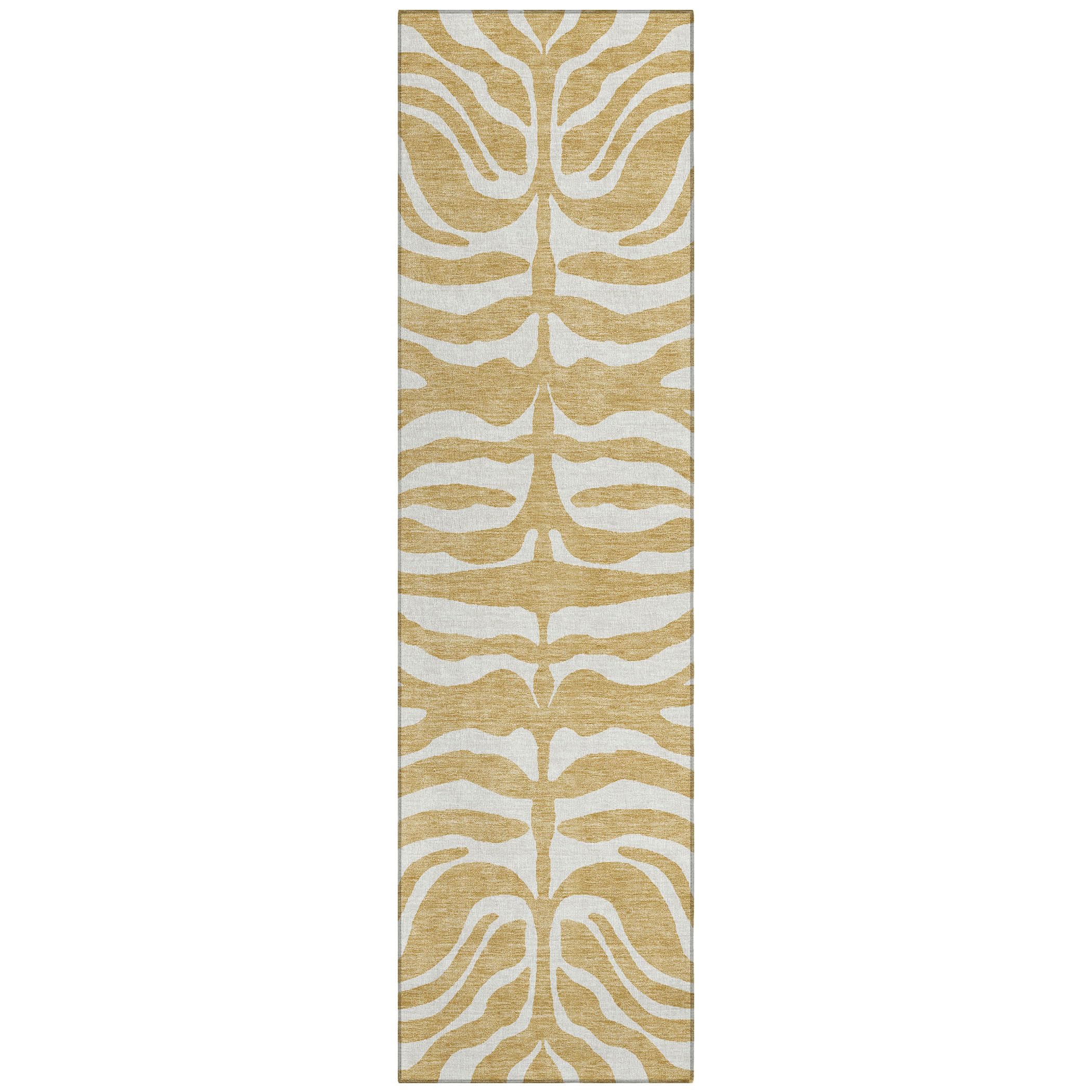 Addison Rugs Chantille ACN1042 Gold 2’3″ x 7’6″ Indoor Outdoor Runner Rug, Machine Washable, Stain Resistant, Easy Clean, Non Shedding, Hallway, Laundry, Patio, Kitchen Rug