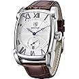 BENYAR Rectangle Wrist Watch for Men with Leather Strap, Men's Retro Fashion Casual Classic Watches Perfect Gifts for Friend