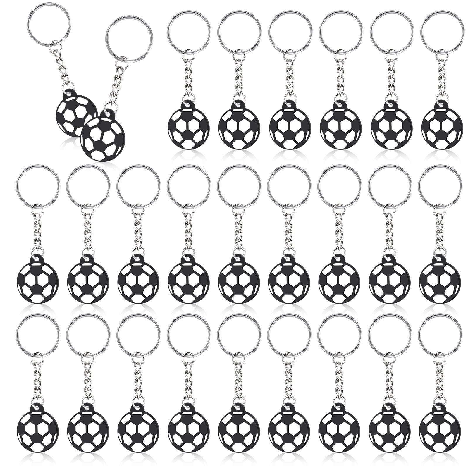 Jadive 24 Pcs Mini Soccer Keychains Soccer Ball Keychains Mini Football Party Bags Fillers Football Party Decorations Football Key Rings for Backpacks Decor Sports Party Favors School Carnival Reward