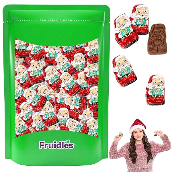 CHRISTMAS MILK CHOCOLATE MINI CRISP KRINGLES PARTY BAG FILLERS, INDIVIDUALLY WRAPPED FOILS, KOSHER CERTIFIED (HALF-POUND)