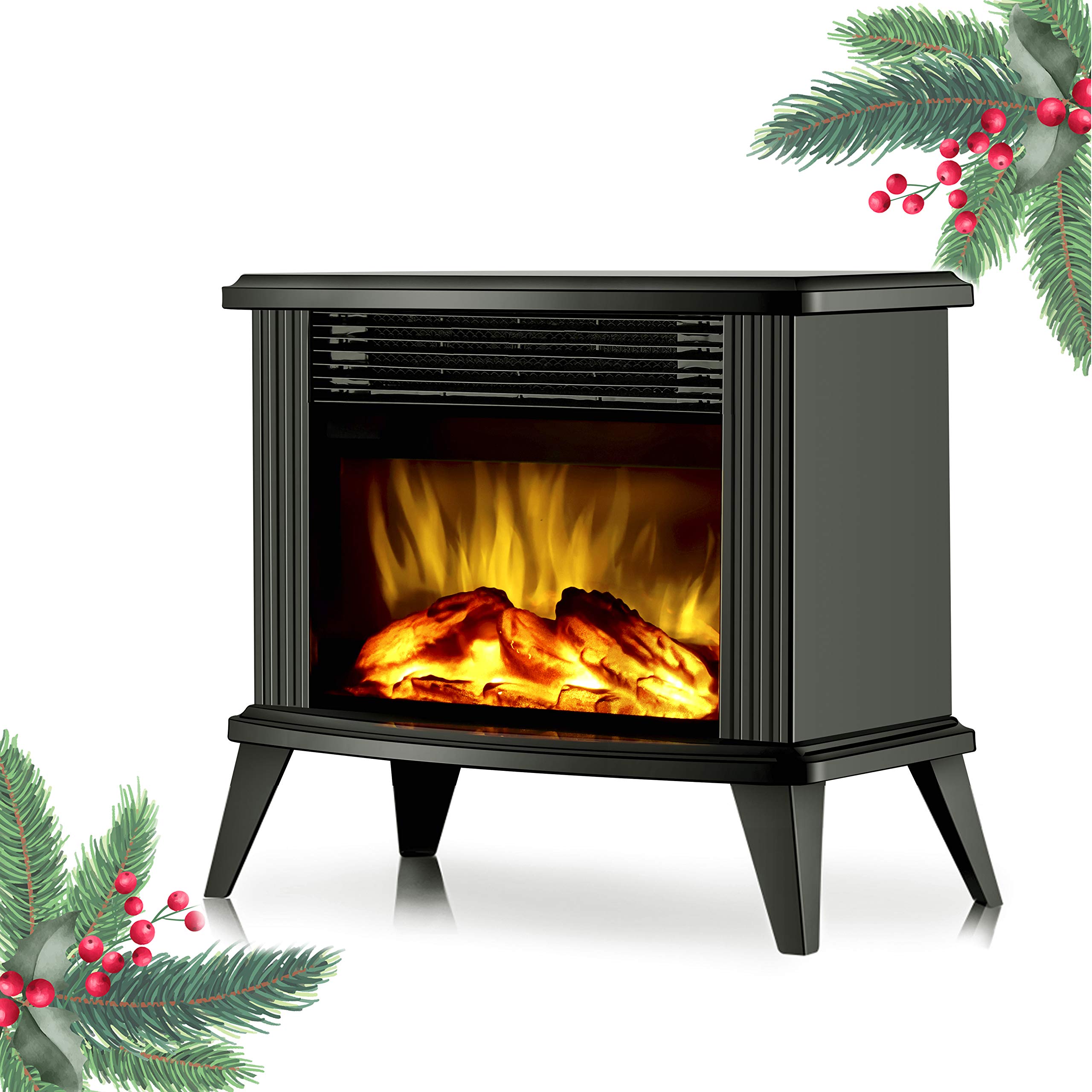 DONYER POWER 13" Height Mini Electric Fireplace Tabletop Portable Heater, 1500W, Black Metal Frame,Room Heater,Space Heater?Gift