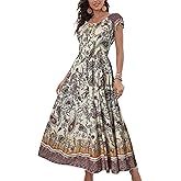 OSTOO Women's 2026 Summer Short Sleeves Boho Floral Print Tiered Casual Flowy Long Maxi Dress
