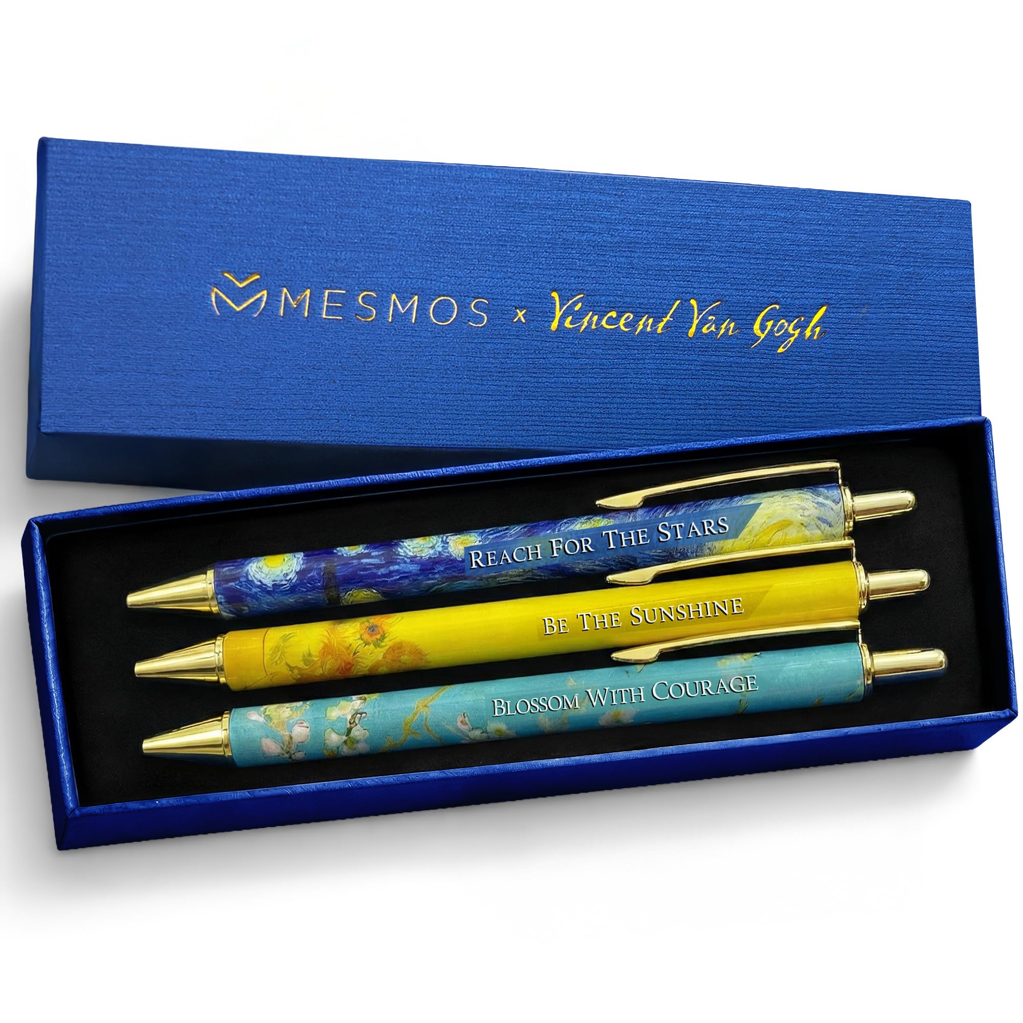 MESMOS Van Gogh Fancy Pen Set - Inspirational Gifts for Women, Office Motivational Writing Pens for Boss Lady, Congratulations Gifts, Unique Click Pens for Servers and Promotions