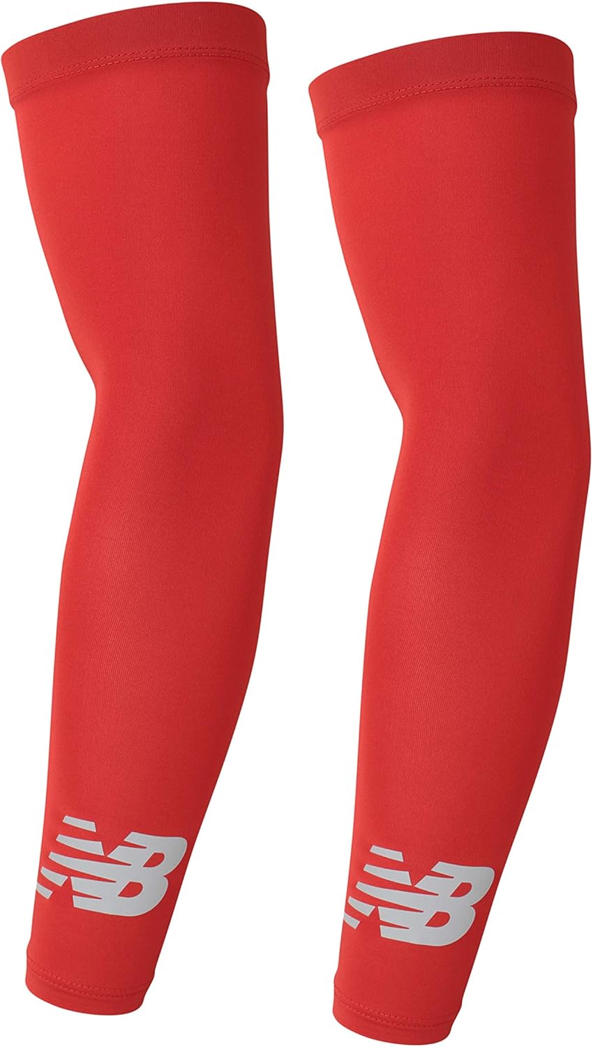 New Balance Unisex Outdoor Sports Compression Arm Sleeves, Arm Warmer, Black and White (1 Pair) : Clothing