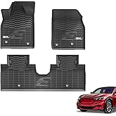 3W Ford Mustang Mach E Floor Mats Fit for 2021-2025 2026 TPE All Weather Car Accessories Custom Fit Floor Liner 1st and 2nd Row Full Set Car Mats, Black