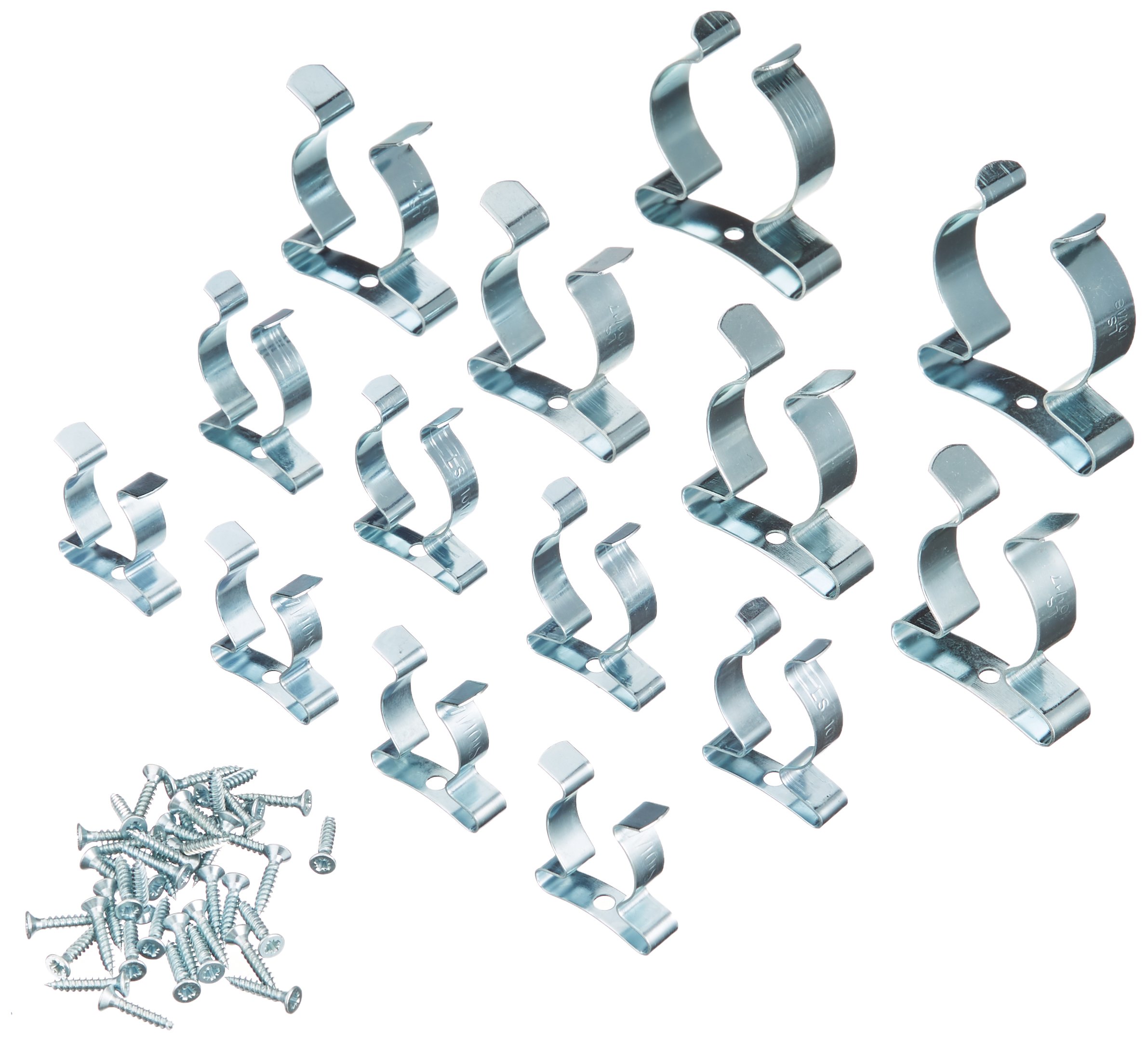 Merriway BH06545 (28 Pcs) Workshop Assortment of Tool Storage Terry Spring Clips & Screws - Pack of 28 Pieces