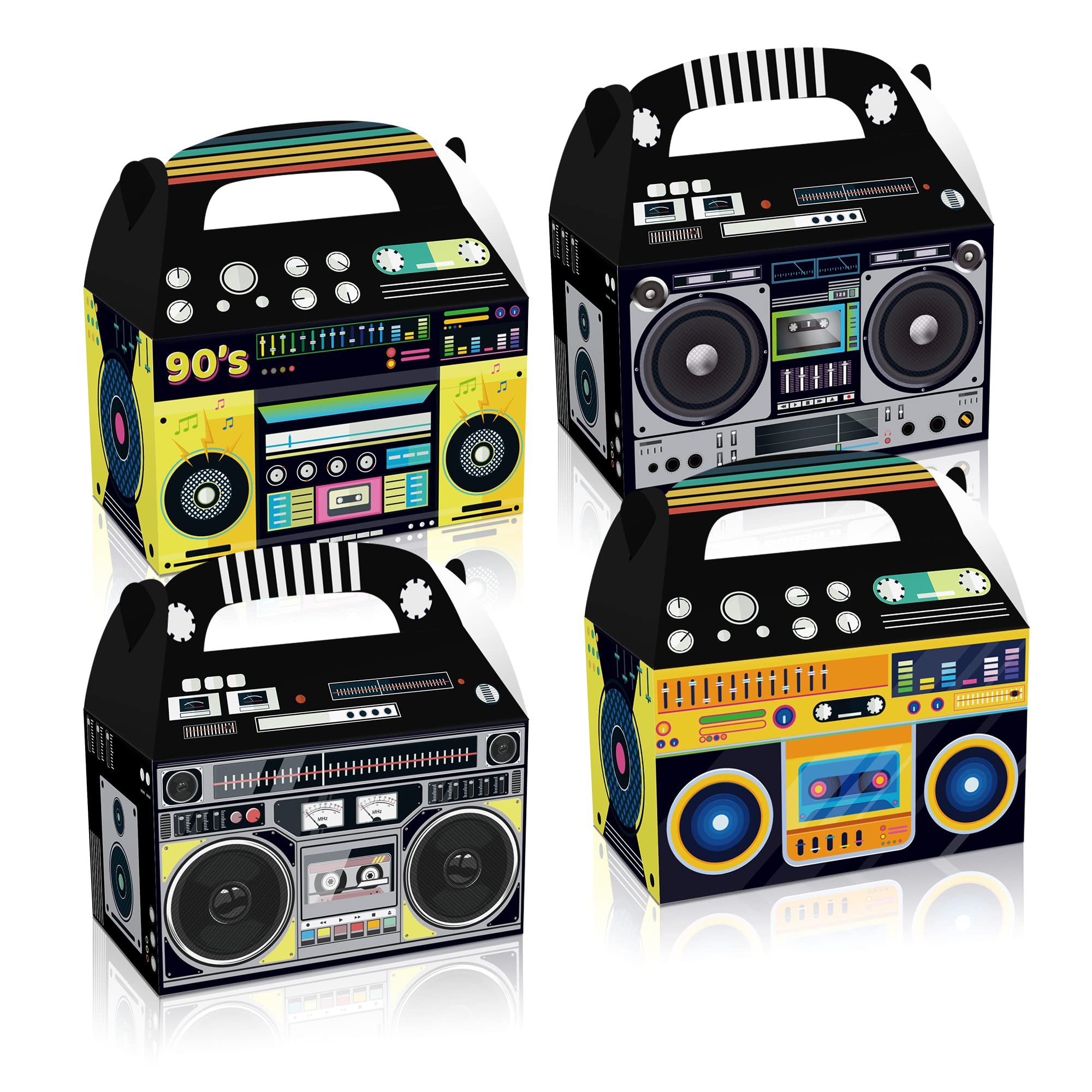 Photo 1 of 12 Pack 80s 90s Radio Party Favor Treat Boxes Super Bowl Rugby Novelty Boom Hip Hop Theme Party Gift Box Candy Snack Goodie Bags Cardboard Boxes for Birthday Party Favors, Holiday Goodies