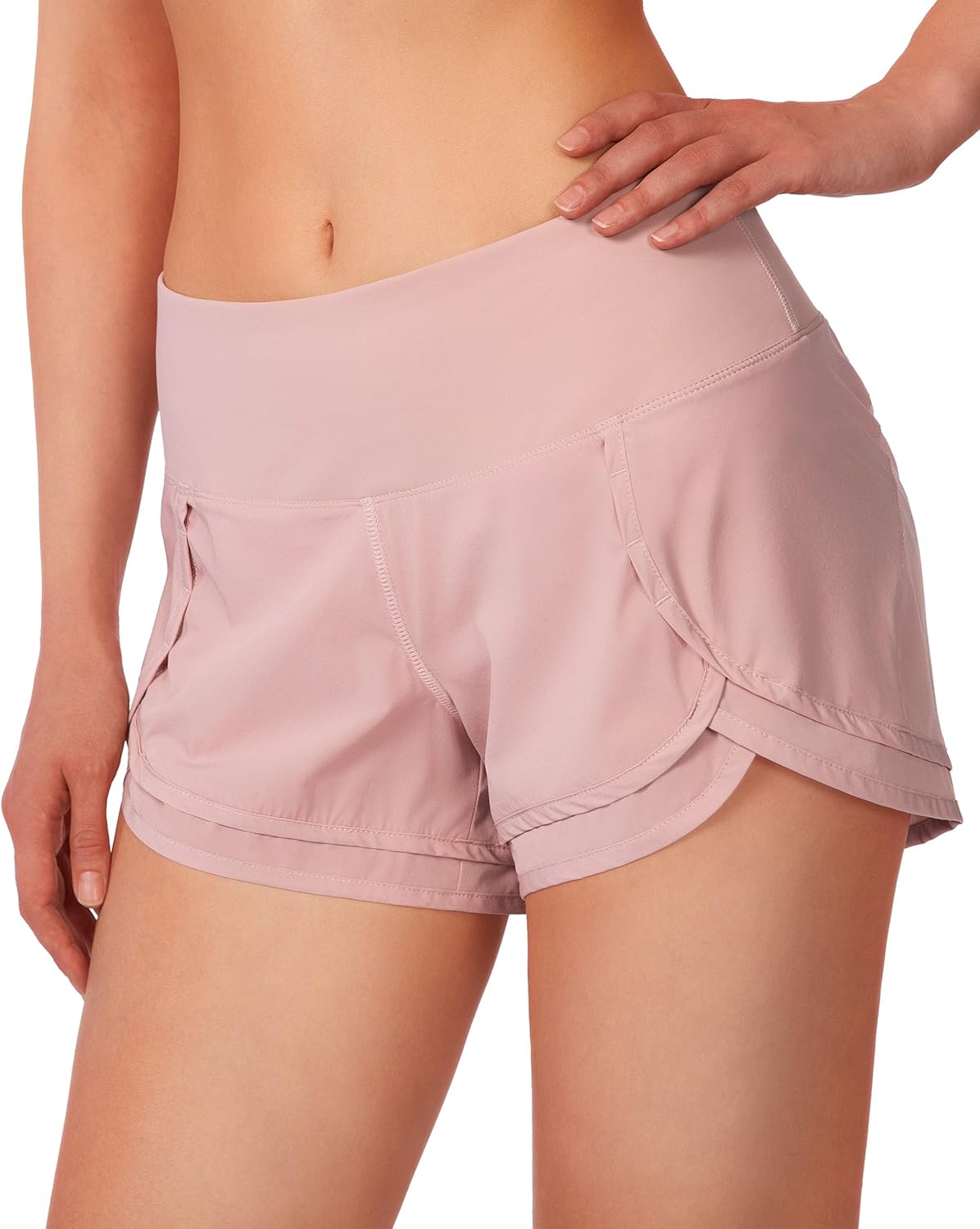 Women's Running Shorts with Zipper Pocket 3 Inch Quick-Dry Workout Athletic Gym Shorts for Women: Clothing