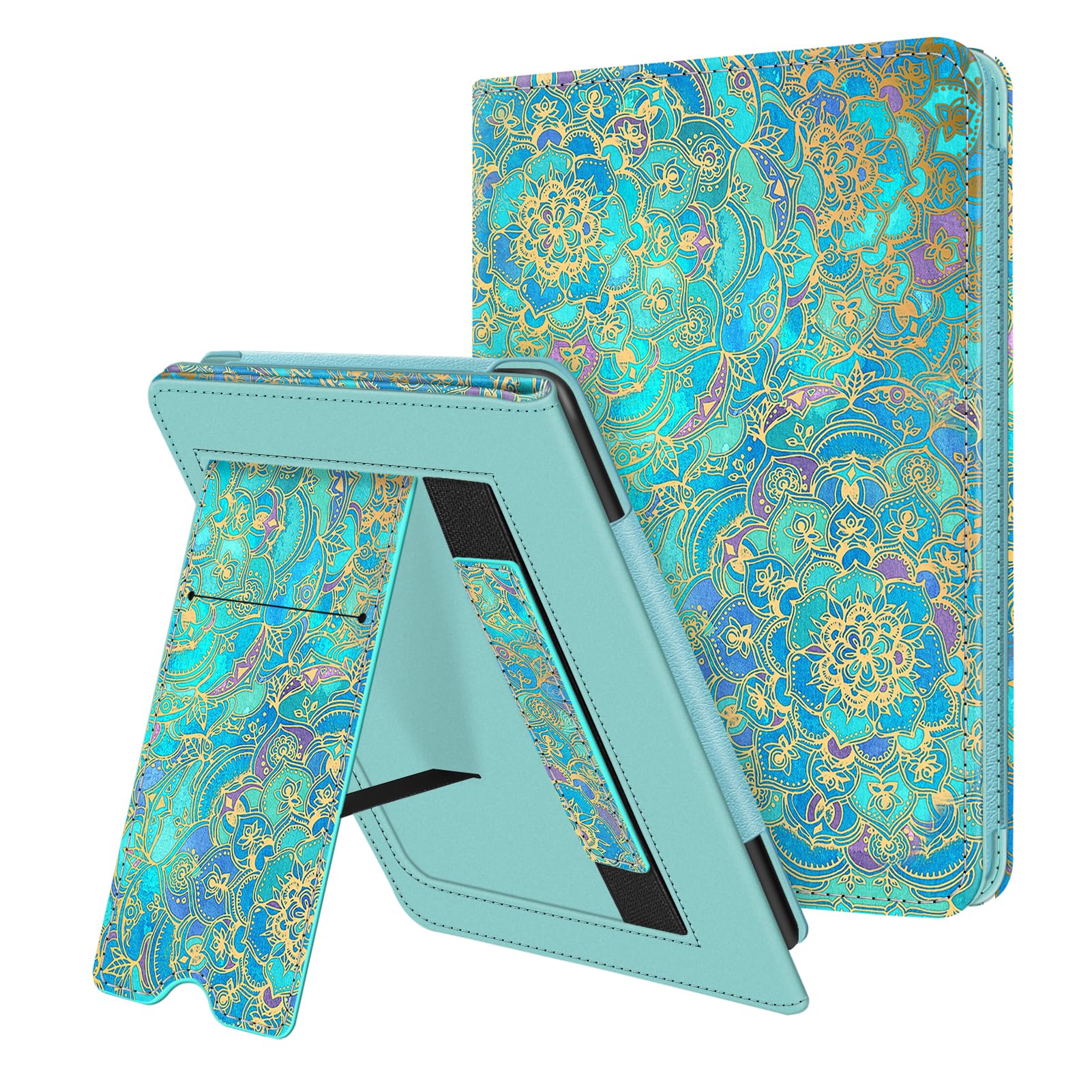 FINTIE Stand Case for 6" All-New Kindle (11th Generation)- 2024/2022 Release, PU Leather Cover with Card Slot & Hand Strap for Kindle 11th Generation 2024 e-Reader, Z-Shades of Blue