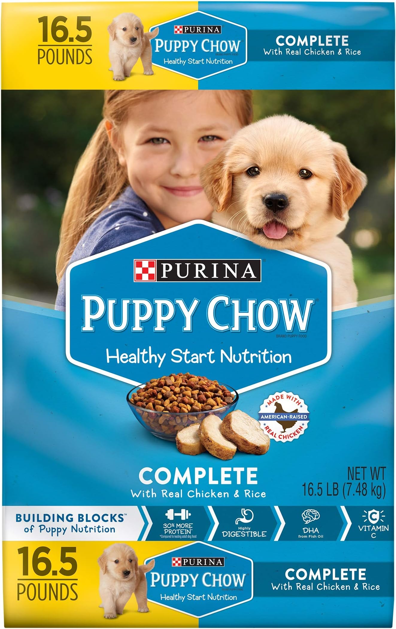 Purina Puppy Chow Pack of 3 Complete Puppy Food 16.5 lb. Bag