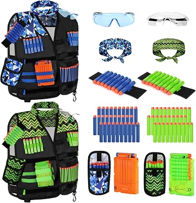 Lehoo Castle Nerf Vest Kit 2 Pack Kids Tactical Vest with 60 Darts