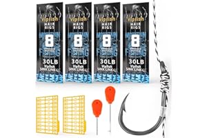 Vipfish 20 Pack Pre-Tied Carp Rigs with Sharp Hooks, Swivel & PE Line – Hook The Big One with Boilies, Pellets & Corn – The Ultimate Carp Fishing Equipment