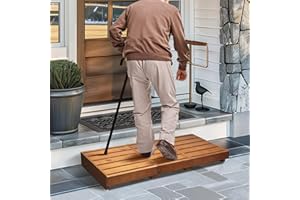 Outdoor Steps 3.5'' Height, Wooden Step Platform 35” Length, Step Stool with Non Slip Pads, Wooden Platform, Step for Outside