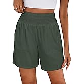 ANRABESS Linen Shorts for Women Casual Summer High Waisted Wide Leg Lounge Beach Vacation Shorts with Pockets 2026 Spring