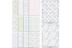 Rngmsi Insert Cardstock for Clear Case - 12 Pcs Blue Pink Flower Cardstock Inserts Compatible with Kindle Paperwhite 11th-12t