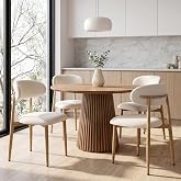 UVV Dining Chairs Set of 4, Metal Kitchen Chairs with Modern Fabric Upholstered for Dining Room, Beige