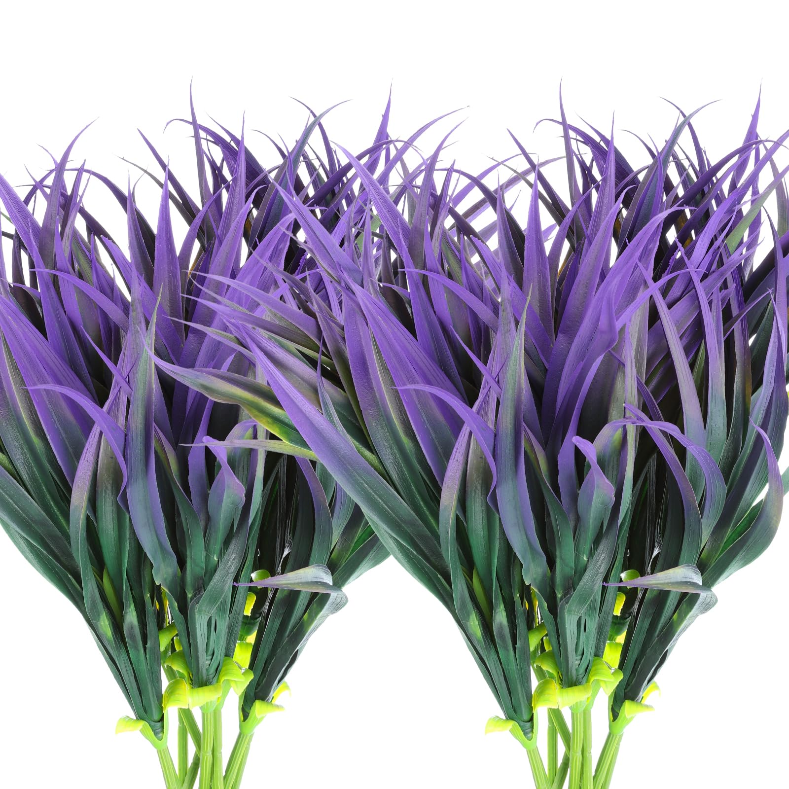 PATIKIL 18" Artificial Fake Plants Grass, 12Pcs Plastic Outdoor Fake Grass Faux Orchid with Stems for Hanging Planter Home Garden Decoration, Purple Green