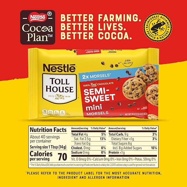 NESTLE TOLL HOUSE SEMI-SWEET MINI CHOCOLATE MORSELS, CHOCOLATE CHIPS, GLUTEN FREE 20 OZ