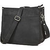 Genuine Leather Crossbody Purse for Women – Medium Satchel Bag with Zipper Pocket – Soft Vintage Boho Handbag