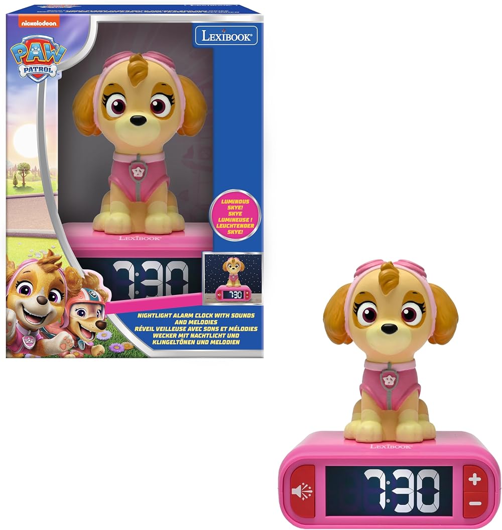 Lexibook PAW Patrol Nightlight Alarm Clock Stella LCD Backlit Snooze RL800PAG