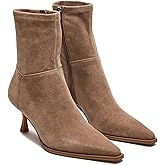 Goiphrri Women's Ankle Boots - Stiletto High Heel, Pointed Toe, Short, Side Zipper, Dress Boots - Elastic, Fashion, Trendy